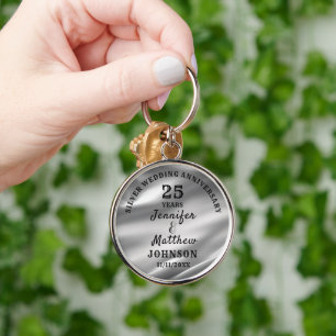 25th WEDDING ANNIVERSARY Silver Wedding Editable Keychain