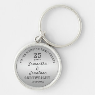 25th WEDDING ANNIVERSARY Silver Wedding Editable Keychain