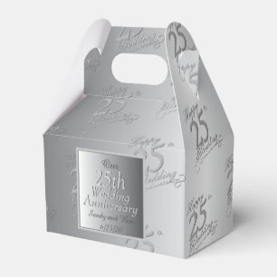25th Wedding Anniversary Silvery Favor Boxes