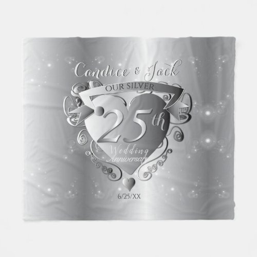 25th Wedding Anniversary Silvery Heart Emblem