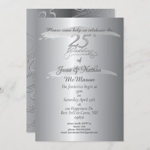 "25th Wedding Anniversary"Silvery Invitations
