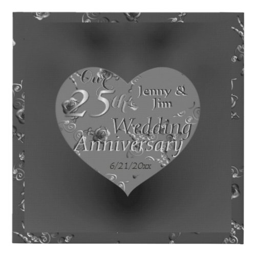 25th Wedding Anniversary Silvery Rose Heart 