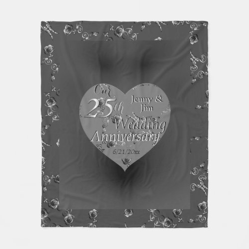 25th Wedding Anniversary Silvery Rose Heart