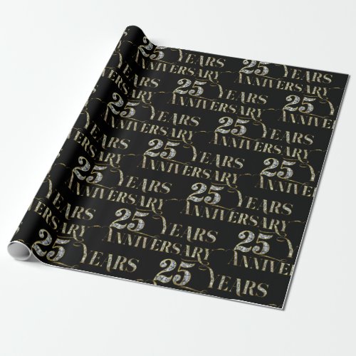 25th wedding anniversary sparkling text wrapping paper