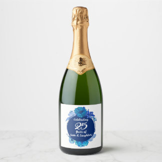 25th Wedding Anniversary Sparkling Wine Bottle Lab Label