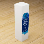 25th Wedding Anniversary Sparkling Wine Bottle Lab Wine Box<br><div class="desc">25th Wedding Anniversary sparkling wine Bottle Labels. Design with blue water color flower</div>