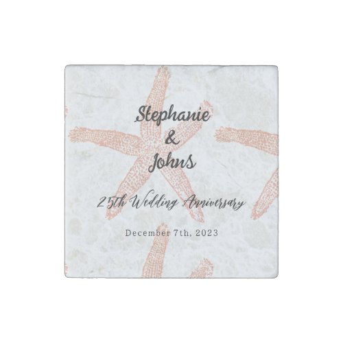25th Wedding Anniversary Starfish Custom Name Gift Stone Magnet