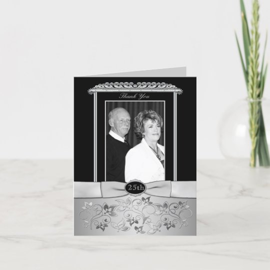  25th  Wedding  Anniversary  Thank  You  Card  with Photo 