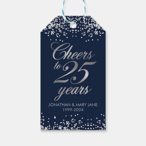 25th Wedding Anniversary Thank You Cheers Gift Tags