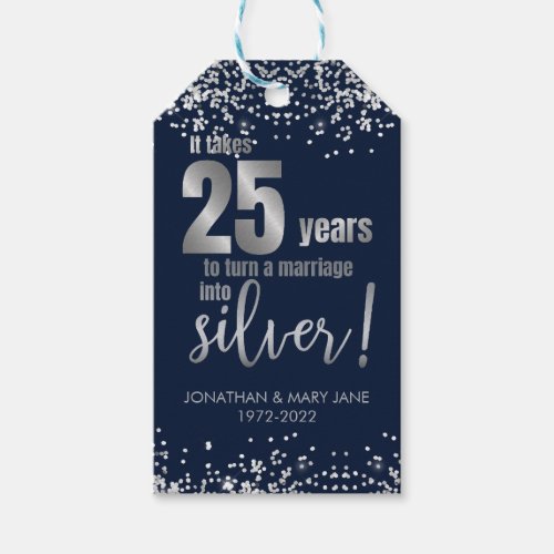 25th Wedding Anniversary Thank You Gift Tags
