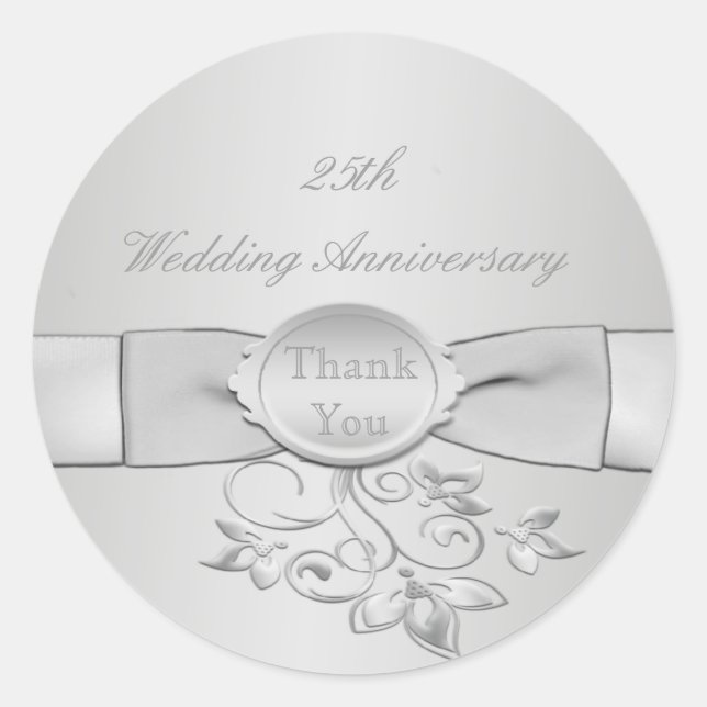 25th Wedding Anniversary Thank You Sticker (Front)