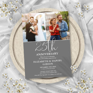 25th Wedding Anniversary Then And Now 2 Photo Invitation