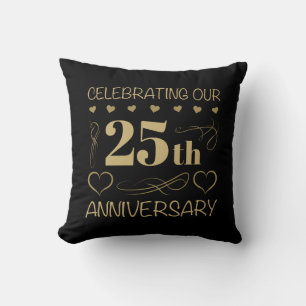 25th Wedding Anniversary Throw Pillow