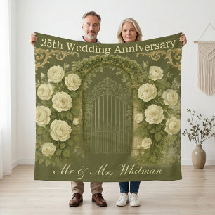 25th Wedding Anniversary Victorian Garden Gate Art Fleece Blanket