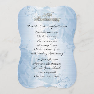 25th Wedding anniversary vow renewal blue satin Invitation