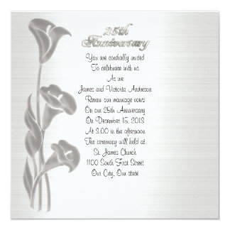 25th Wedding anniversary vow renewal calla lilies Invitation