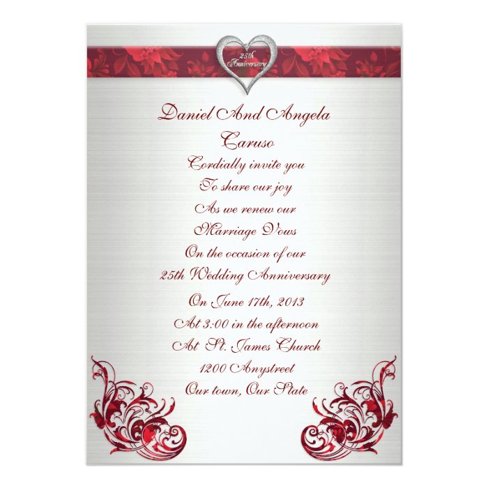  25th  wedding  anniversary  Vow  renewal  invitation  Zazzle