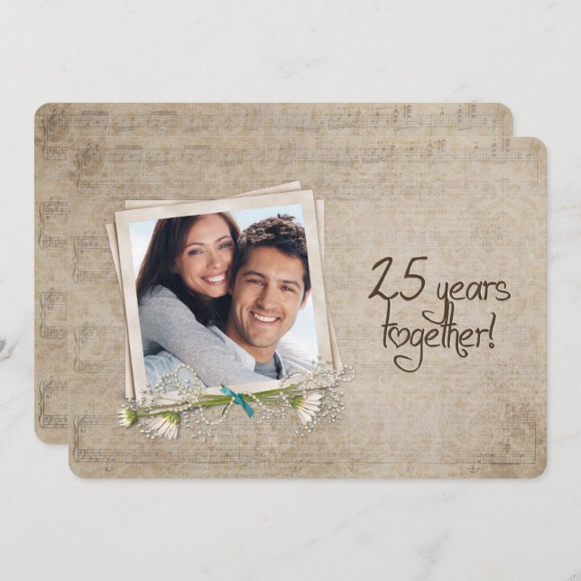 25th Wedding Anniversary Vow Renewal Invitation (Front/Back)