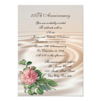 25th Wedding anniversary vow renewal Pink rose Card