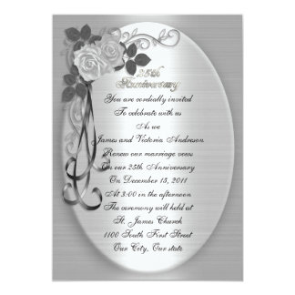 25th Wedding anniversary vow renewal White roses Card