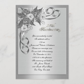 25th Wedding Anniversary Vow Renewal White Roses Invitation by Irisangel at Zazzle
