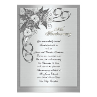 25th Wedding anniversary vow renewal White roses Invitation