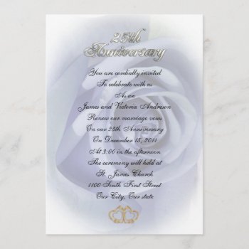 25th Wedding Anniversary Vow Renewal White Roses Invitation by Irisangel at Zazzle