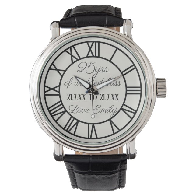 25th Wedding Anniversary Watch Roman Numerals (Front)
