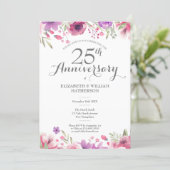 25th Wedding Anniversary Watercolor Floral Invitation | Zazzle