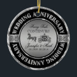 25th Wedding Anniversary-Wedding Horse & Carriage Ceramic Ornament<br><div class="desc">Glamorous elegant 25 wedding anniversary commemorative plate. Black and silver with diamonds accents. Wedding horse and carriage in black and silver gray. Customizable text. Fairy tale continues.</div>