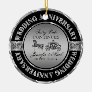 25th Wedding Anniversary-Wedding Horse & Carriage Ceramic Ornament