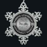 25th Wedding Anniversary-Wedding Horse & Carriage Snowflake Pewter Christmas Ornament<br><div class="desc">Glamorous elegant 25 wedding anniversary commemorative plate. Black and silver with diamonds accents. Wedding horse and carriage in black and silver gray. Customizable text. Fairy tale continues.</div>