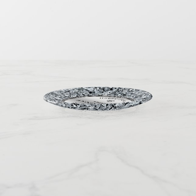 25th wedding Anniversary white diamonds & silver Trinket Tray (Angled)