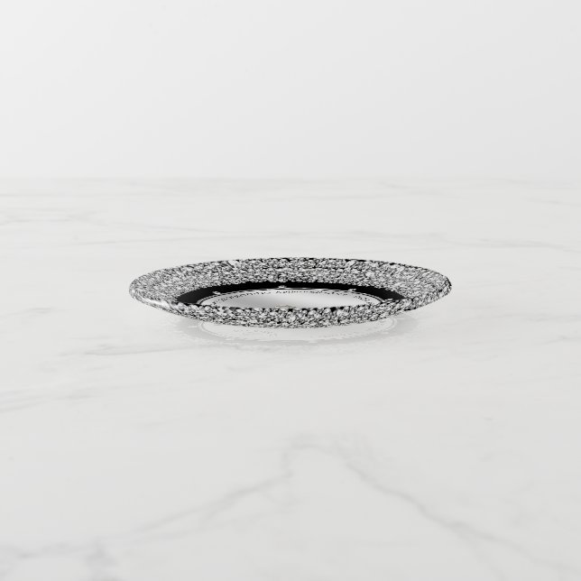 25th wedding Anniversary white diamonds & silver Trinket Tray (Angled)