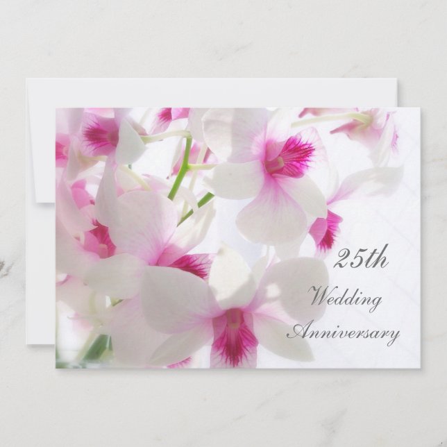 25th Wedding Anniversary. White orhcids Invitation (Front)