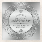 Inexpensive Diamond Wedding Anniversary Gift Ideas Glass Coaster, Zazzle