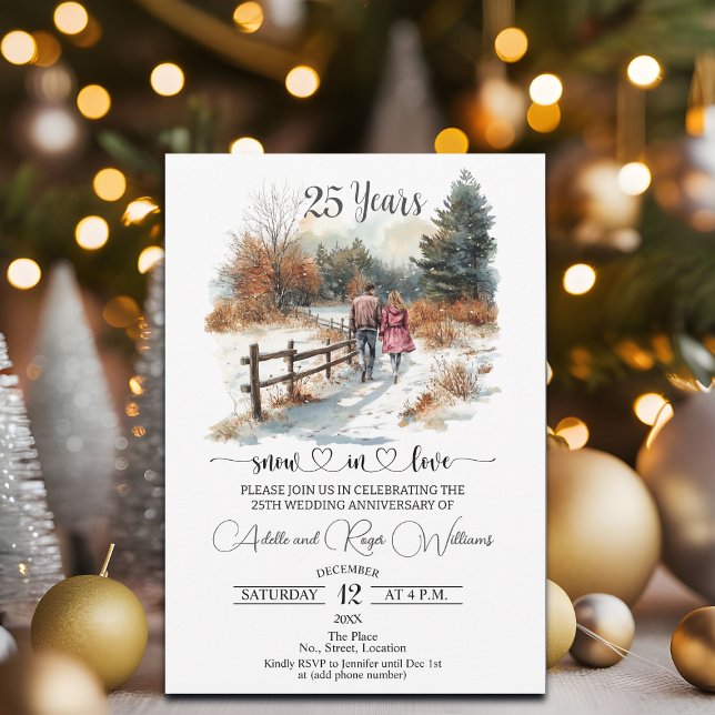 25th Wedding Anniversary Winter Landscape Romantic Invitation (Creator Uploaded)