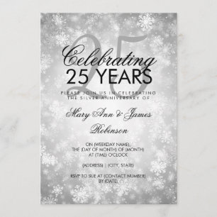 25th Wedding Anniversary Winter Wonderland Silver Invitation