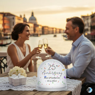 25th Wedding Anniversary With Classic Photo Snow Globe