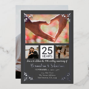 25th Wedding Anniversary With Frame Foil Invitation