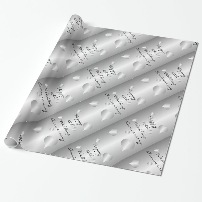 25th Wedding Anniversary Wrapping Paper (Unrolled)