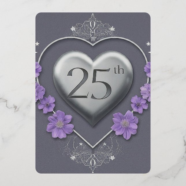 25th Wedding Annivesary Foil Invitation (Front)