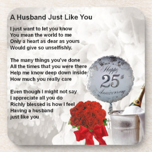 25th wedding husband poem beverage coaster