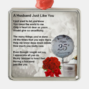 25th wedding husband poem metal ornament