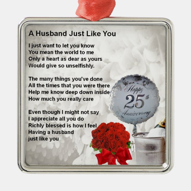 25th wedding husband poem metal ornament (Front)