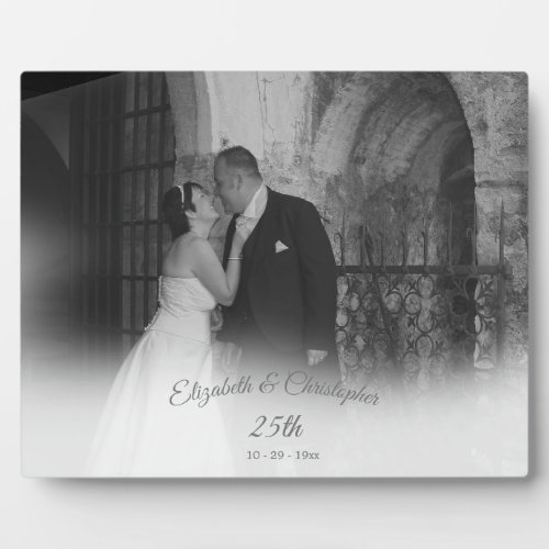 25th Wedding Photo Anniversary Silver Plaque