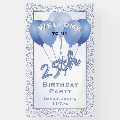 25th Welcome BlueWhite Random Number Pattern Banner