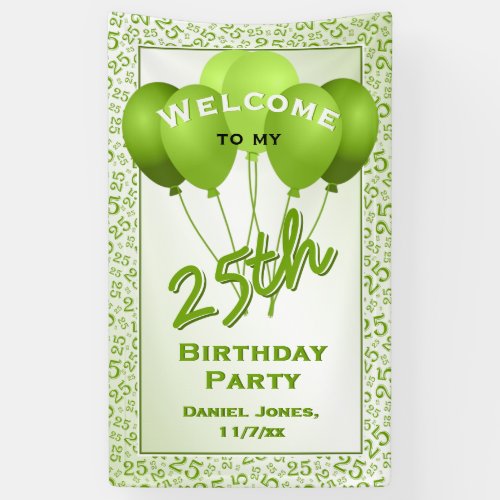25th Welcome GreenWhite Random Number Pattern Banner