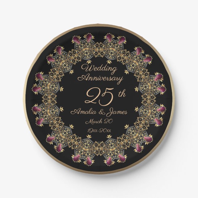 25th years Wedding Anniversary Gifts for Couples C Paper Plates (Front)