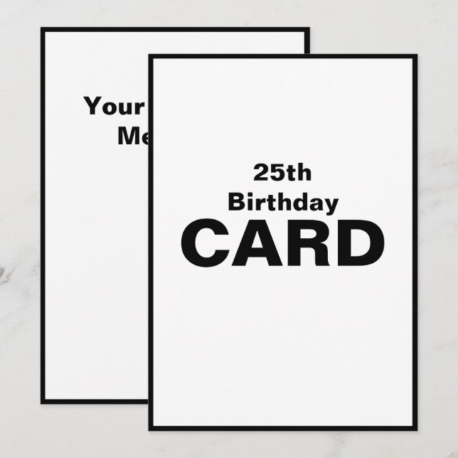 25thTwenty-Fifth 25 Twenty-Five 2-5 Birthday Card (Front/Back)